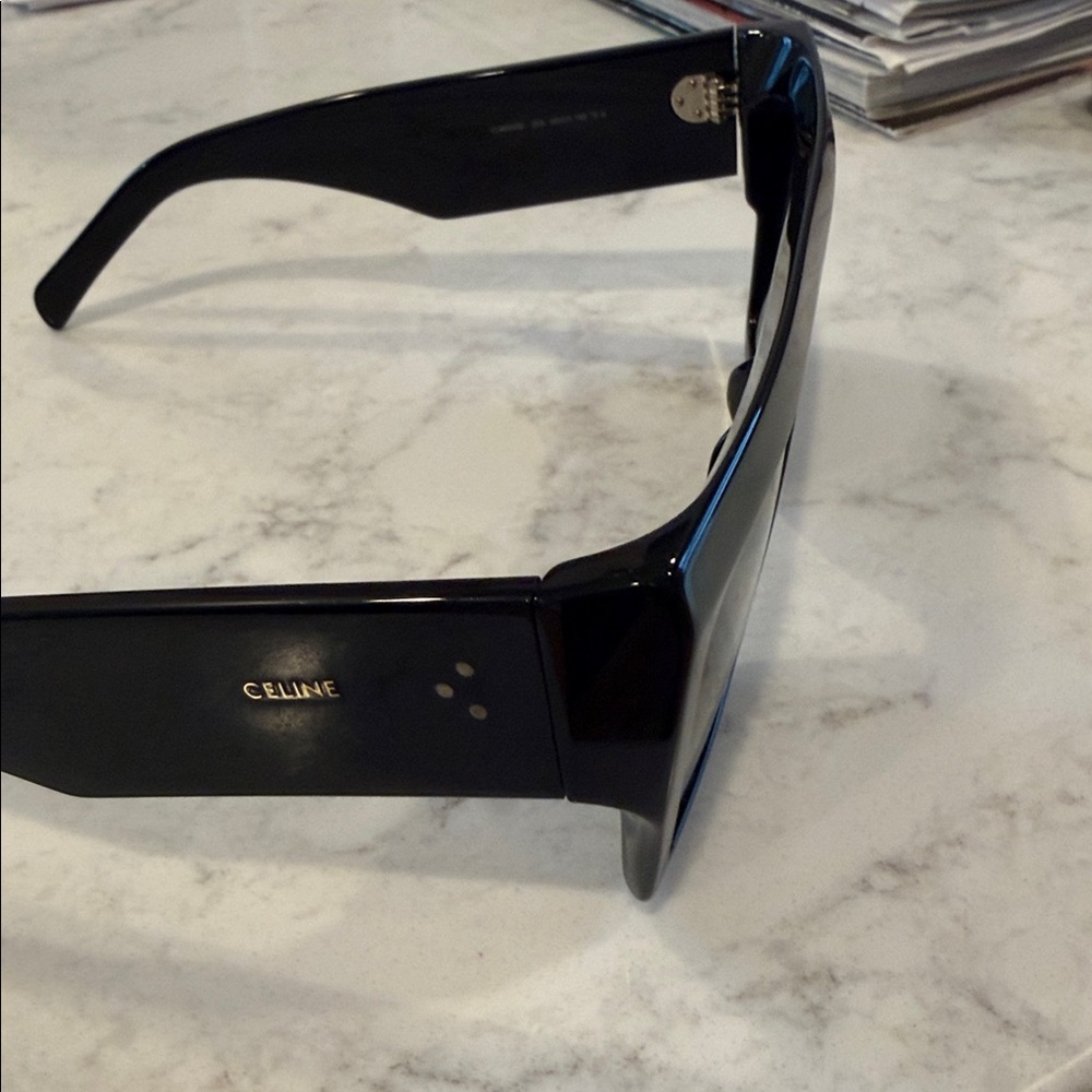 Celine Acetate Black Rectangular Sunglasses - Picture 3 of 13